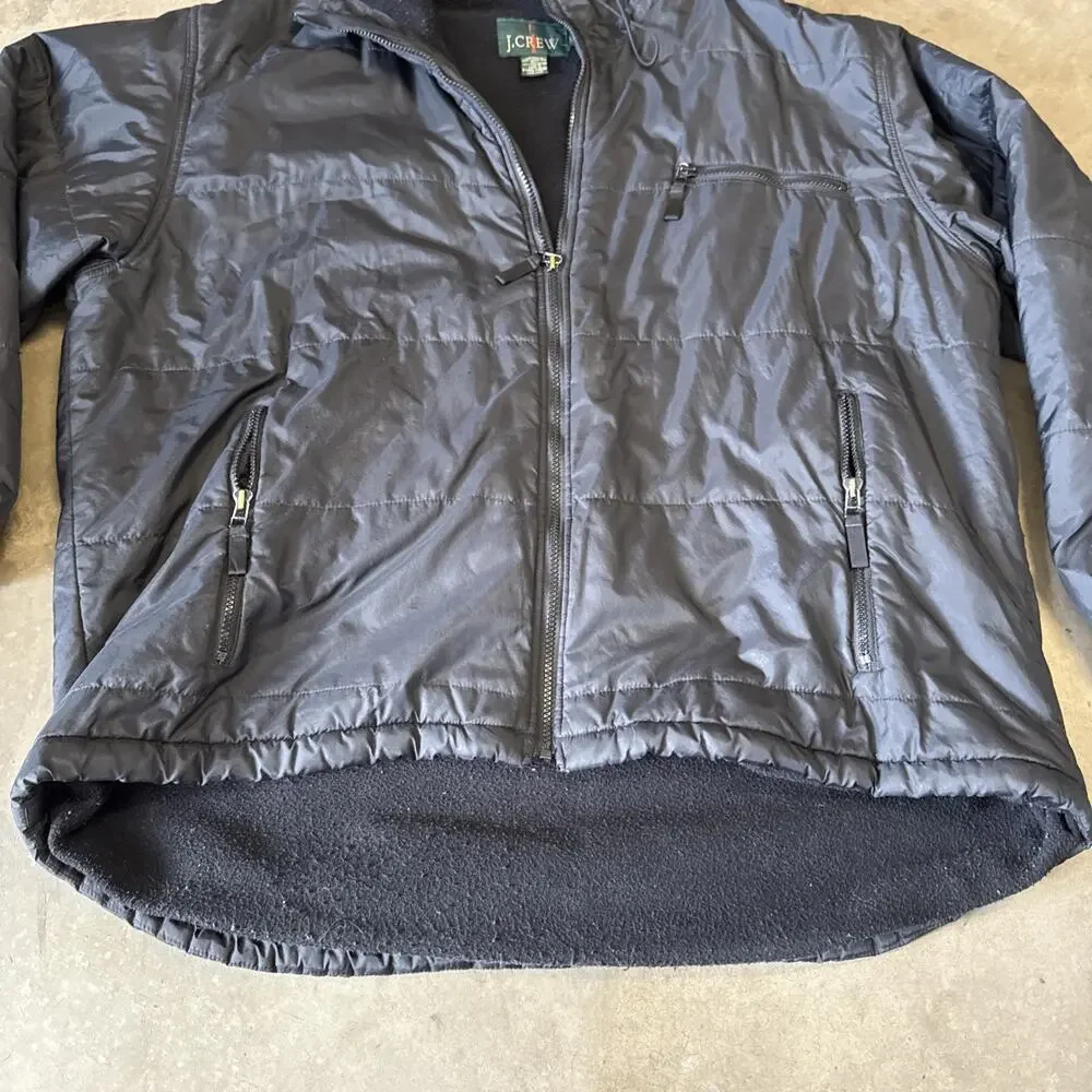 J CREW EXPEDITION DOWN PUFFER JACKET Black Soft Shell‎ Vintage Mens Large Tall